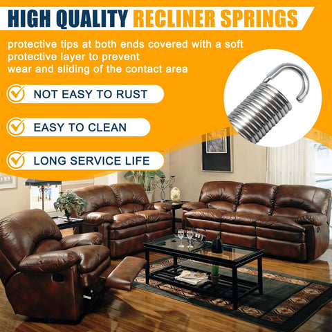 2 Pack Heavy Duty 7 Inch Recliner Tension Springs For Sofa Chair Mechanism Replacement featuring durable steel designed for smooth glide motion.