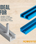 All-In-One T Track Knob Kit With Hold Down Clamps For Woodworking Jigs And Fixtures Includes Two Hold Down Clamps Two Five Sixteenth Inch Eighteen T Bolts Ten Quarter Inch By One And Half Inch Hex Bolts Ten Quarter Inch Three Point Knobs Two Five Star installed on double T-track