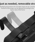 Close-up of adjustable straps on 3L Large Bike Frame Bag With A 7 Inch Phone Pocket Waterproof 600D Fabric Four Point Anti Sway Straps