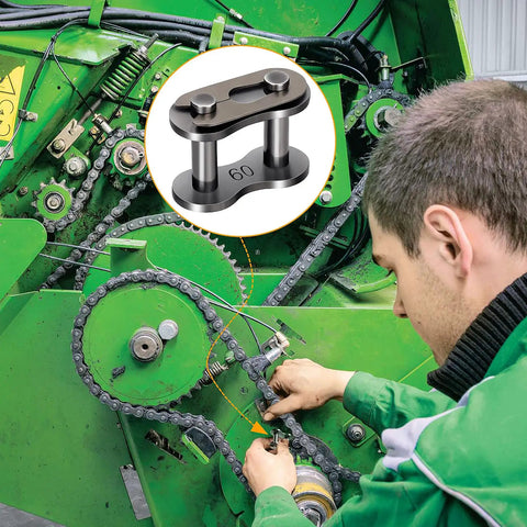 5 Pack 60 Roller Chain Connecting Links Beefy Master Connector Link for ANSI 60 Chains, used in agricultural machinery maintenance