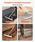 Heavy Duty Aluminum Landscape Rake With 60 Inch Handle And 20 Inch Wide Head For Asphalt Edges, Concrete Paving, Sand Or Soil Leveling