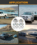 Image showing application of Trailer Hub Kit 5 Bolt 4.5 Inch For 1 To 1.375 Inch Tapered Axles with boats being towed by trucks.