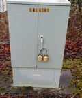 Heavy Duty Multi User Padlock Holder Provides Solid Gate Or Door Security Supports Four Independent Keys Ditch The Chain Link Hassle For A Top Shelf Setup Today on a grey storage unit with two padlocks.