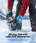Waterproof Winter Work Gloves for Men and Women, ANSI A4 Cut Resistant, Tough As Nails Protection, Blue, Size M in snowy terrain