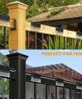 6 Pack Solar Deck Lights LED 10 Lumen Outdoor Lighting For Fence with black housing on garden fence