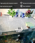 Crystal Clear Six Pack Aquarium Lid Clips Fit Rimless Fish Tanks Securing Glass Covers And Hood Supports Perfect For 5 To 6Mm Thicknesses No Sweat Install With A Tight Locked Grip All Day showcased on an aquarium.