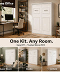 Queen Size Murphy Bed Hardware Kit Featuring Bulletproof Gas Piston Lift Systems in a stylish home office setup.