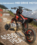 X1 Spark Electric Dirt Bike 60V 28.8Ah Battery 4500W Peak Motor Delivers 50 MPH For Mountain Off Road Adventures