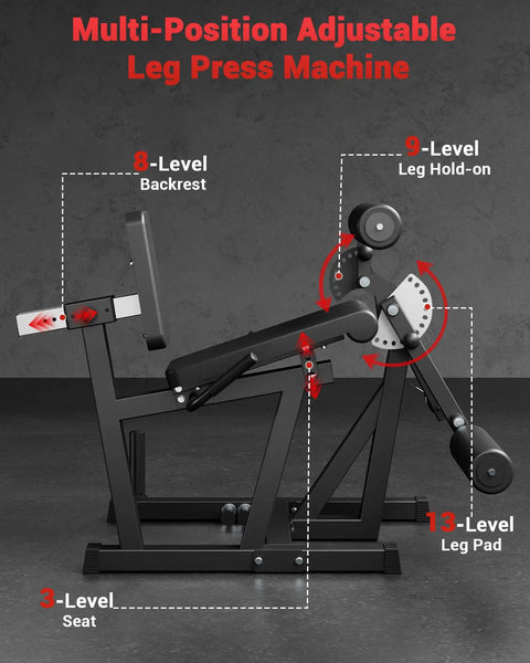 4-In-1 Leg Press, Extension And Curl Machine For Home Gym With Beefy 700 Lbs Capacity, adjustable backrest, seat, leg pad