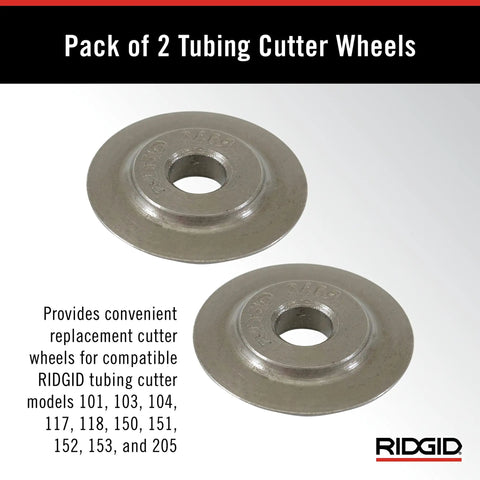 Two Tubing Cutter Replacement Wheels for Aluminum and Copper Pipes, fits models 101, 103, 104, 117, 118, 150, 151, 152, 153, 205