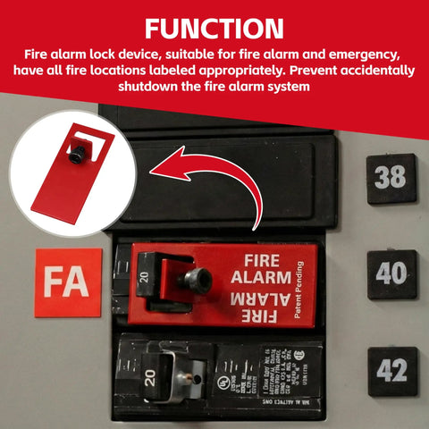 Fire Alarm Lockout Kit 10 Pack for ESeries, Red Color Safety Lockout installed on fire alarm panel to prevent accidental shutdown.