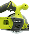 Eighteen Volt Cordless Circular Saw Featuring A Five Point Five Inch Carbide Blade For Grinding Long Rip Cuts Through Plywood And Dimensional Lumber Without Breaking A Sweat Today, side view with rubberized grip.