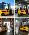 Heavy Duty Electric Forklift Truck Rolled Out As A Straight Shooter Warehouse Workhorse For Narrow Aisles And Heavy Cargo Hauling With No Hassle Counterbalance Lifting Power in warehouse setting.