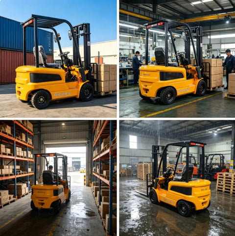 Heavy Duty Electric Forklift Truck Rolled Out As A Straight Shooter Warehouse Workhorse For Narrow Aisles And Heavy Cargo Hauling With No Hassle Counterbalance Lifting Power in warehouse setting.
