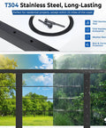 36 Inch Modular Cable Railing Post Kit For Deck Surface Mount With Heavy Duty Stainless Steel Wire System showing T304 stainless steel post and cables.