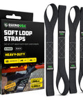 Soft Loop Tie Down Straps 4 Pack 1.6 Inch By 17 Inch Heavy Duty 5000 Lbs Break Strength Motorcycle Handlebar Straps in packaging