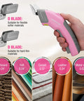 Workpro 4V Cordless Electric Scissors With Rechargeable Power Shears For Effortless Cutting Plastic And Cardboard Fast Speed Up To Ten Thousand RPM Includes Two Durable Blades Lightweight Design Ideal For Crafters And DIY Projects Quick Charging Battery with O and D blades.