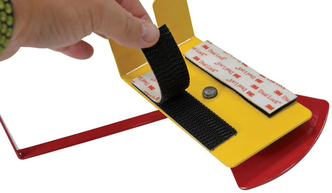 Forklift Level Gauge For Steel Fork Truck High Visibility Indicator In Yellow And Red, FRK LVL shows attachment method