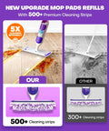 PowerMop Refills With 500 Plus Cleaning Strips For Deep Clean On Wood And Multi Surface Floors 52 Count disposable mop pads shown on floor mop