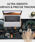 Mystical Gothic Library XXL Mouse Pad 31.5x15.7 Inches with vintage book theme, non-slip rubber base, laptop on desk mat