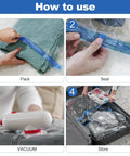 Step-by-step guide using 12 Pack Travel Vacuum Storage Bags With USB Electric Pump For On The Go Packing, Space Saving Compression Bags For Clothes, Includes Small And Medium Bags, Portable Travel Organizer Set.