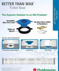 Wax Free Universal Toilet Seal Gasket Fits 3 Inch Or 4 Inch Drains With Stackable Seal And Slide On Spacer Brass Hardware