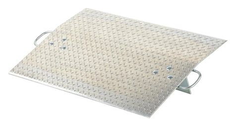Heavy Duty Aluminum Hand Truck Dock Plate 36 By 24 Inch Pro Grade Loading Ramp, diamond plate detail, ideal for cargo hauls.