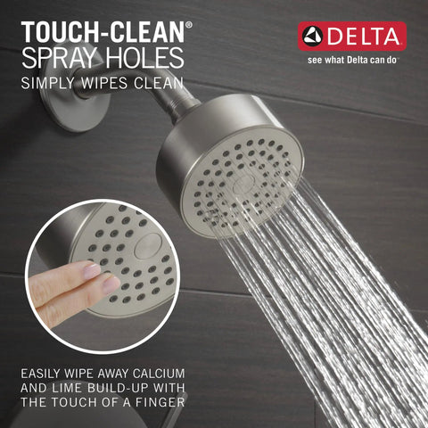 Modern Brushed Nickel Shower Faucet Trim Kit With Shower Head And Handle Set, water flow from stainless steel shower head