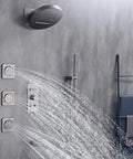 CUTPOIY Gray Shower System with Handheld Wall-Mounted Shower Faucet Set featuring a large rain shower head and water spray.