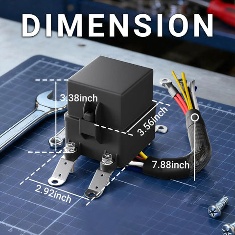 12V Three Way Waterproof Relay Box With Pre Wired Fuses And Relays dimensions on blue grid background