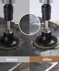 Before and after comparison using Coarse 2 Inch Quick Change Sanding Discs With One Quarter Inch Shank For Die Grinder Set Pro Grade