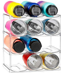 4 Tier Stackable Water Bottle Organizer Rack Fits Large Wide Mouth Bottles And Tall Tumblers Holds 12 Items No Fuss