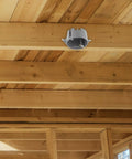 Installed PVC New Construction Ceiling Junction Box Non-Metallic J-Box For Wiring, Drywall on wooden beam