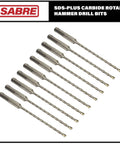Heavy Duty Ten Pack 5/32 Inch By 6 Inch SDS Plus Rotary Hammer Drill Bits Carbide Tipped For Brick Stone And Concrete