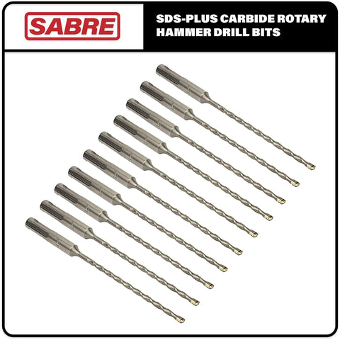 Heavy Duty Ten Pack 5/32 Inch By 6 Inch SDS Plus Rotary Hammer Drill Bits Carbide Tipped For Brick Stone And Concrete