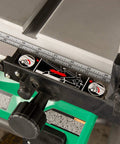 Close-up of adjustment mechanism on Cordless 36V Table Saw With Brushless Motor, 10 Inch Blade, Precision Bevel Cuts.