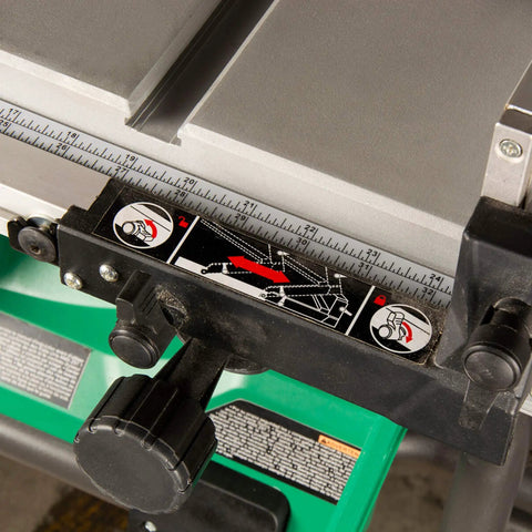 Close-up of adjustment mechanism on Cordless 36V Table Saw With Brushless Motor, 10 Inch Blade, Precision Bevel Cuts.