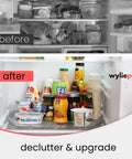 Before and after fridge organization with Rectangular Refrigerator Lazy Susan With 360 Degree Turntable