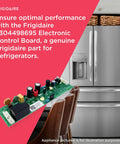 Electronic Control Board For Refrigerators 5304498695 Replacement Module next to a stainless steel fridge