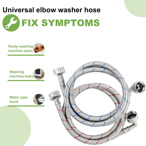 6 Foot Braided Stainless Steel Washer Hose Set With 90 Degree Elbows Hot And Cold Striped Supply Lines 2 Pack Heavy Duty