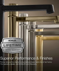 Hint Single-Handle Bathroom Sink Faucet With Ceramic Disc Valve displayed in various finishes with warranty badge