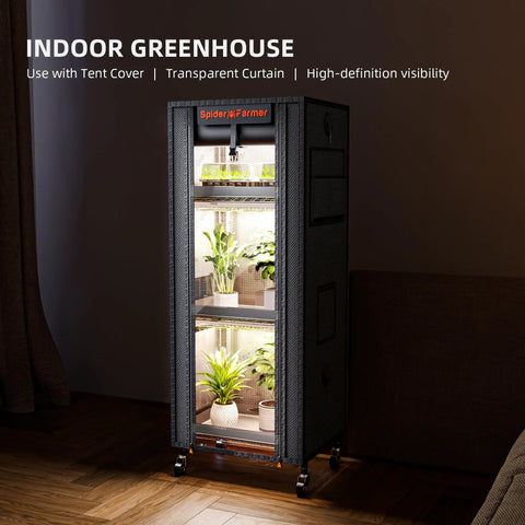 Four-Tier Plant Stand With Grow Light Full Spectrum 12-Inch LED Lamps Height Adjustable Indoor Seedling Greenhouse With Tent Cover No-Fuss Setup 16L X 12D X 47H Great For Starting Seedlings And Houseplants