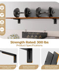 Beefy Heavy Duty L Shelf Brackets 6 Pack Matte Black 20 By 5.6 Inch with 300 lbs support, wall-mounted holding weights