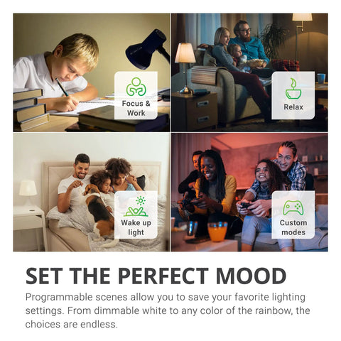 Six Pack WiFi LED Smart Bulbs B11 Candelabra E12 Base Four Point Five Watt Dimmable Color Changing RGB And CCT lifestyle scenes