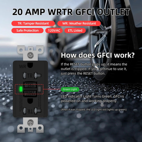 Solid As A Rock Weatherproof Outdoor Outlet Box Featuring Integrated GFCI Receptacle And Wall Switch ETL Certified with Reset Button