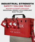 10 Pack Red Lockout Tagout Padlocks Set, Keyed Alike With 1 Key Per Lock, OSHA Compliant LOTO on red lock box