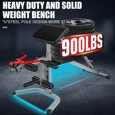 Adjustable Weight Bench Set With Leg Extension And Leg Curl, 900 Lbs Capacity, sturdy steel frame, space-saving design