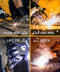 Ultimate 160A MIG Welder Kit For Professionals And Hobbyists Features 4-In-1 Synergic Capability with Flux MIG, Gas MIG, Lift TIG and Stick options.