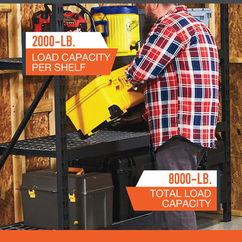 High Octane Heavy Duty Industrial Storage Shelving Racks, Six Pack Of Four Tier Metal Garage Shelves, 77X72X24 Inch Workshop Units Built Tough To Handle Massive Tool Loads Without Breaking A Sweat