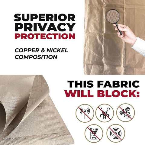 Faraday Shield Fabric With Copper Nickel Polyester for RFID and WiFi Blocker EMF Protection, silver, detail of fabric texture and features